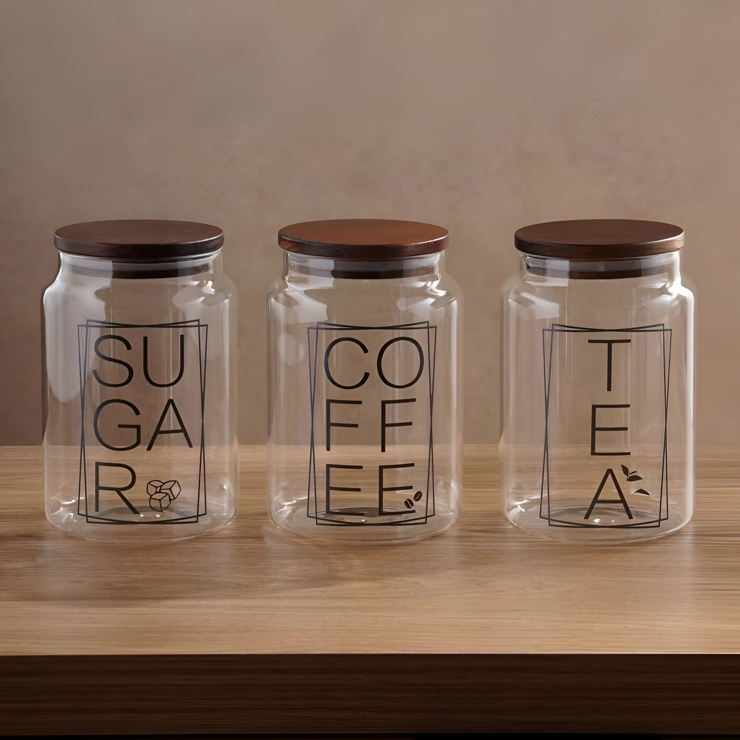 Clara 3-Piece Glass Canister Set 1.25L, Airtight Lids