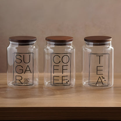 Clara 3-Piece Glass Canister Set 1.25L, Airtight Lids