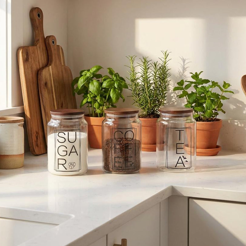 Clara 3-Piece Glass Canister Set 1.25L, Airtight Lids