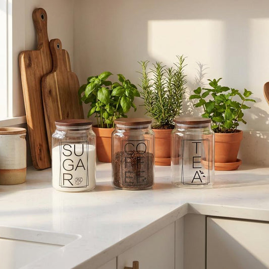 Clara 3-Piece Glass Canister Set 1.25L, Airtight Lids