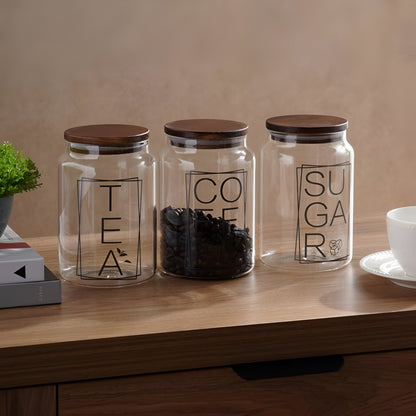 Clara 3-Piece Glass Canister Set 1.25L, Airtight Lids