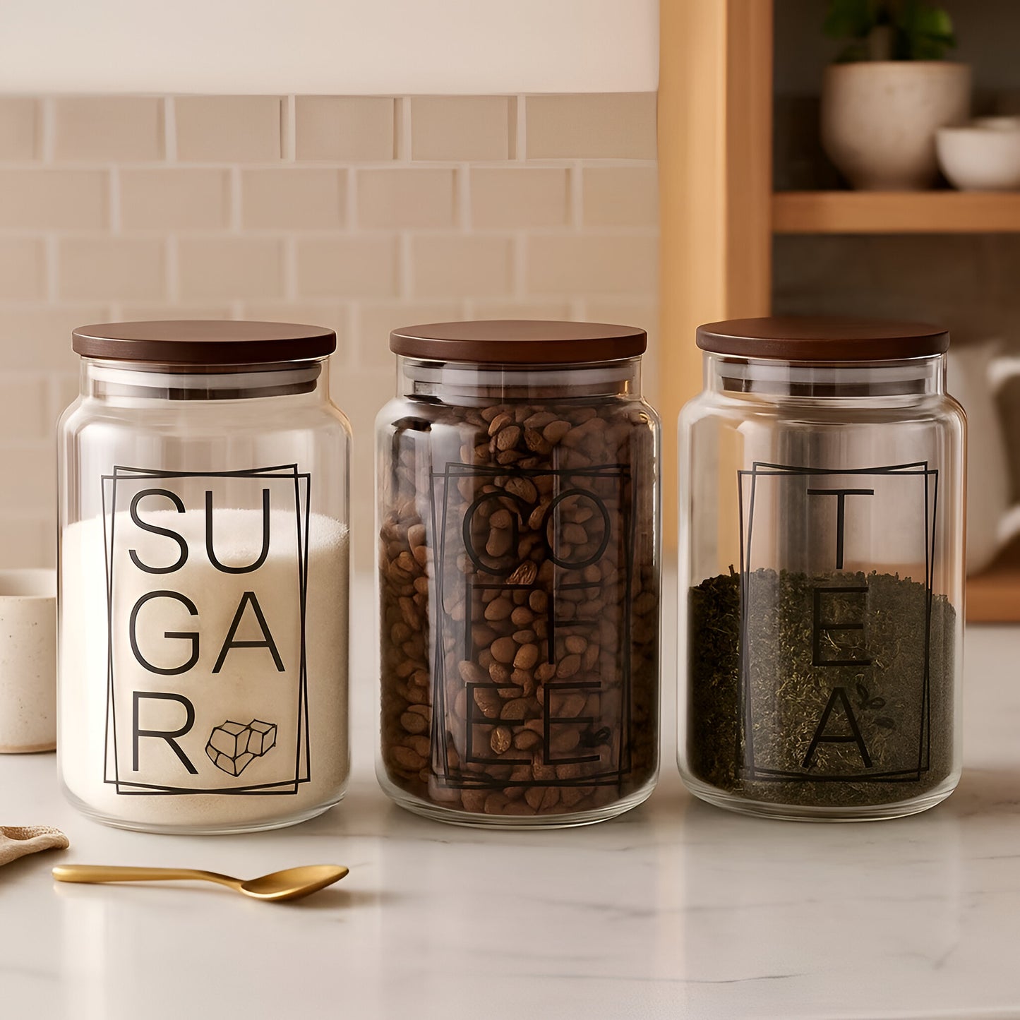 Clara 3-Piece Glass Canister Set 1.25L, Airtight Lids