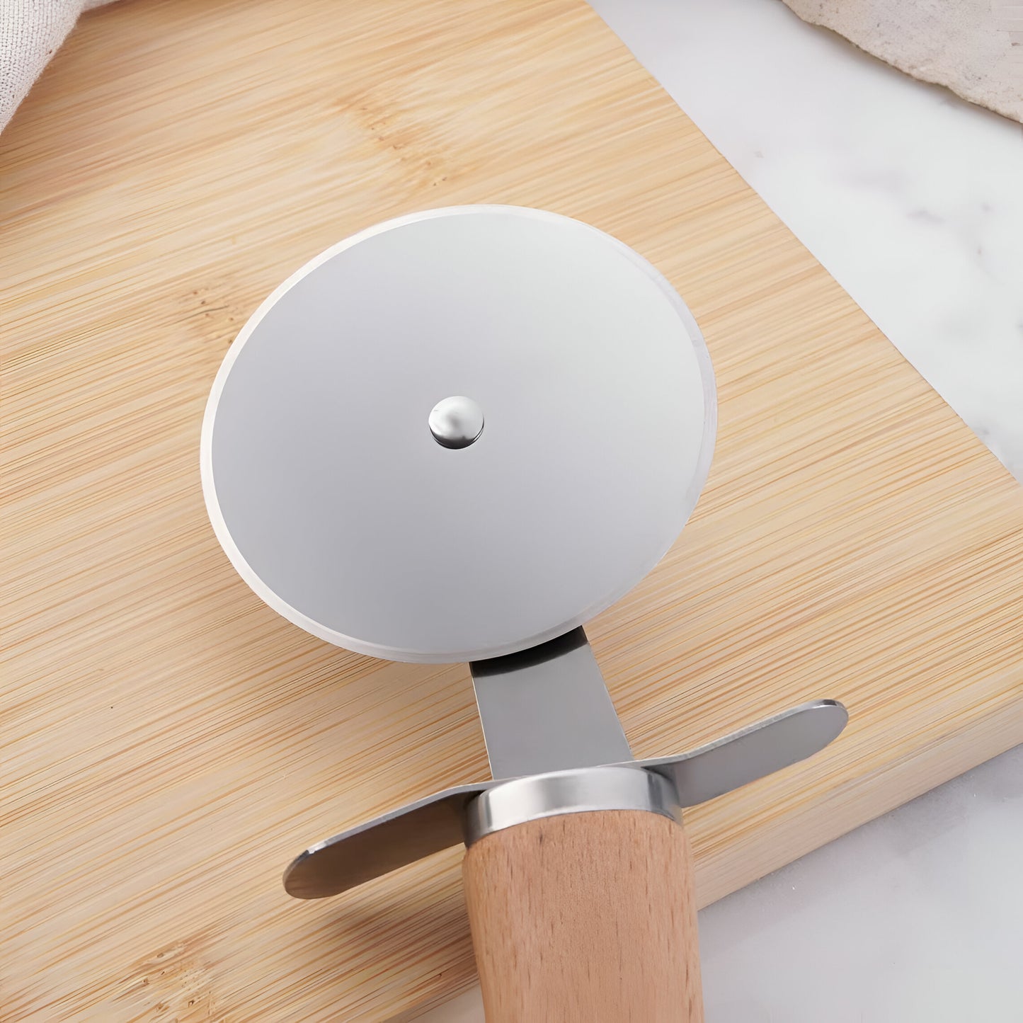 Silva Beech Wood Pizza Cutter Stainless Steel, Safety Guard