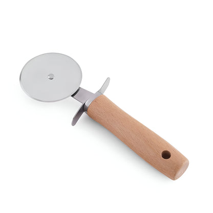 Silva Beech Wood Pizza Cutter Stainless Steel, Safety Guard