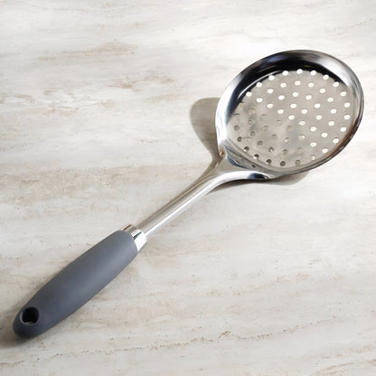 Vento Stainless Steel Skimmer Gray, Soft Grip Handle