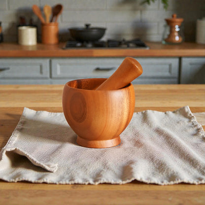 Arbor Acacia Wood Mortar and Pestle, Rustic Design