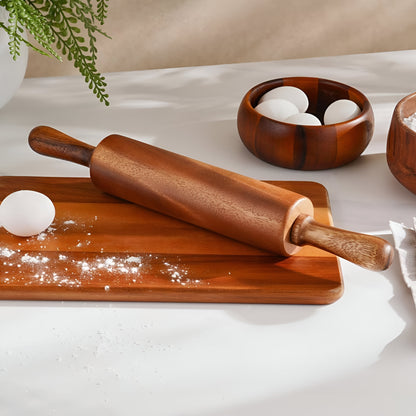 Silas Natural Acacia Rolling Pin 19.69", Ergonomic Grip