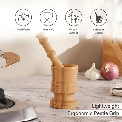 Osha Bamboo Mortar & Pestle Set Natural, Lightweight
