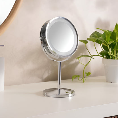 Lumina Silver LED Vanity Mirror 1x/5x Magnification, Chrome