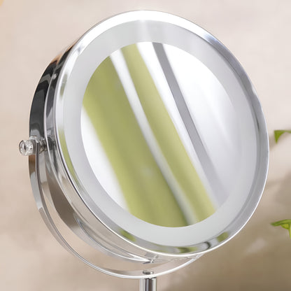 Lumina Silver LED Vanity Mirror 1x/5x Magnification, Chrome