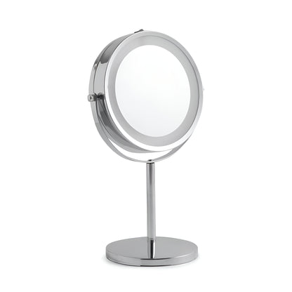 Lumina Silver LED Vanity Mirror 1x/5x Magnification, Chrome