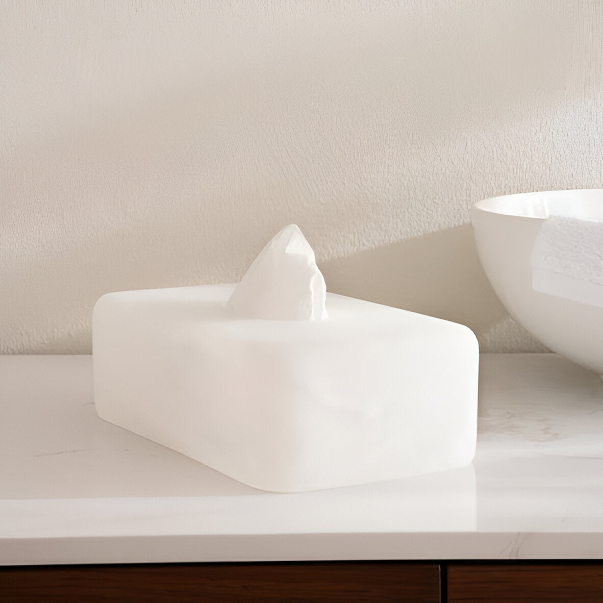 Nova White Resin Tissue Box Cover Rectangular, Heavy Duty