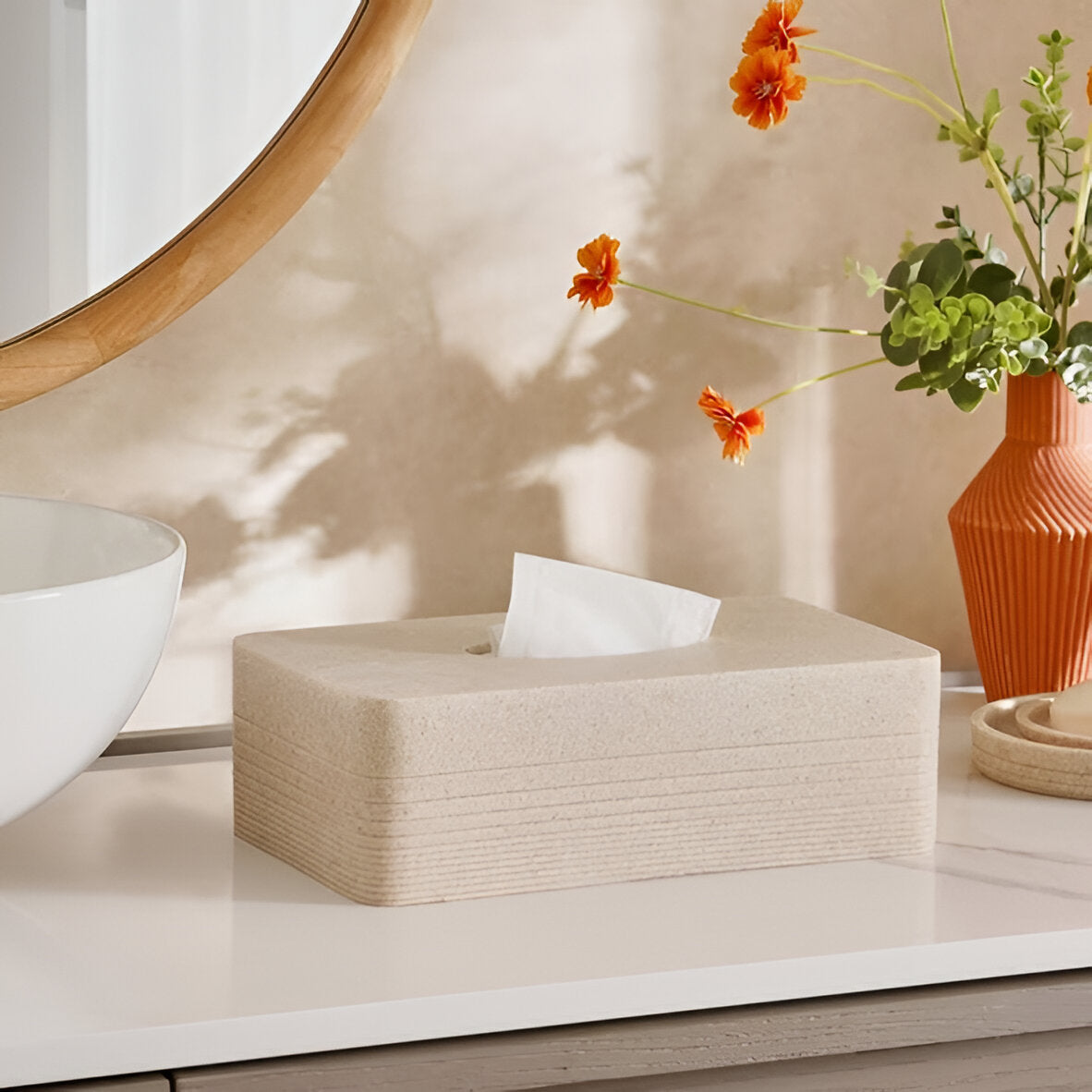Terra Beige Rectangular Tissue Box Cover, Heavy Duty