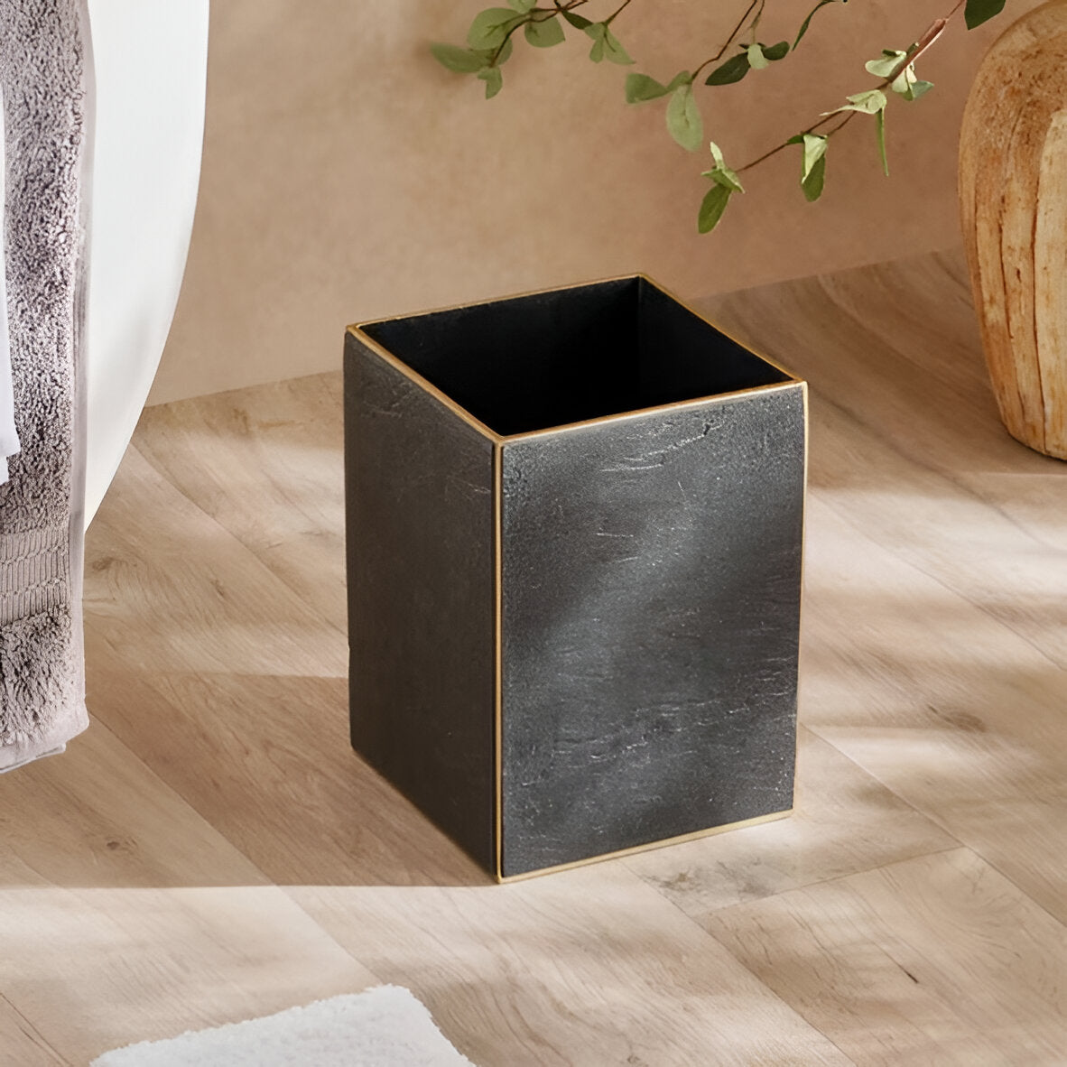 Eclipse Black Resin Waste Bin Square, Durable