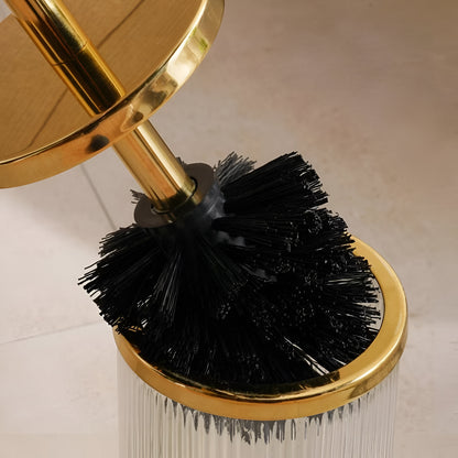 Aurelia Patterned Glass Toilet Brush Holder with Brush, Gold