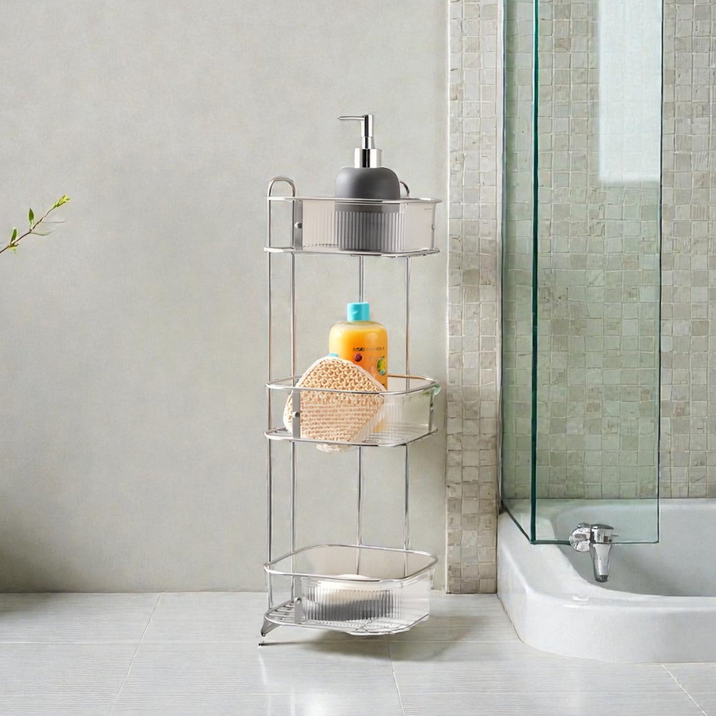 Apex Corner Shower Caddy Silver 3-Tier, Rust Resistant