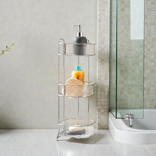 Apex Corner Shower Caddy Silver 3-Tier, Rust Resistant