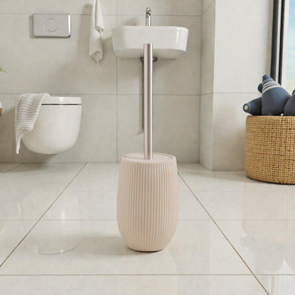 Terra Beige Toilet Brush Holder with Brush, Polyresin, Compact