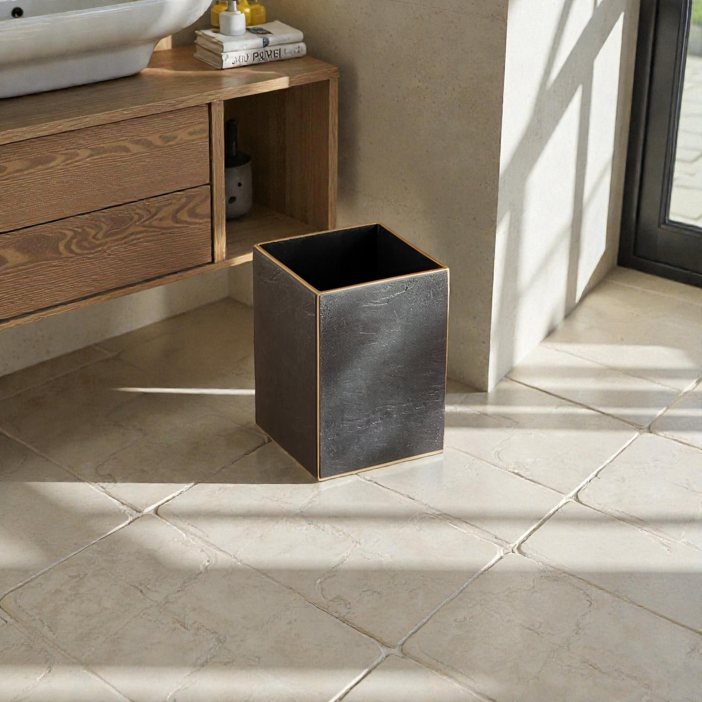 Eclipse Black Resin Waste Bin Square, Durable
