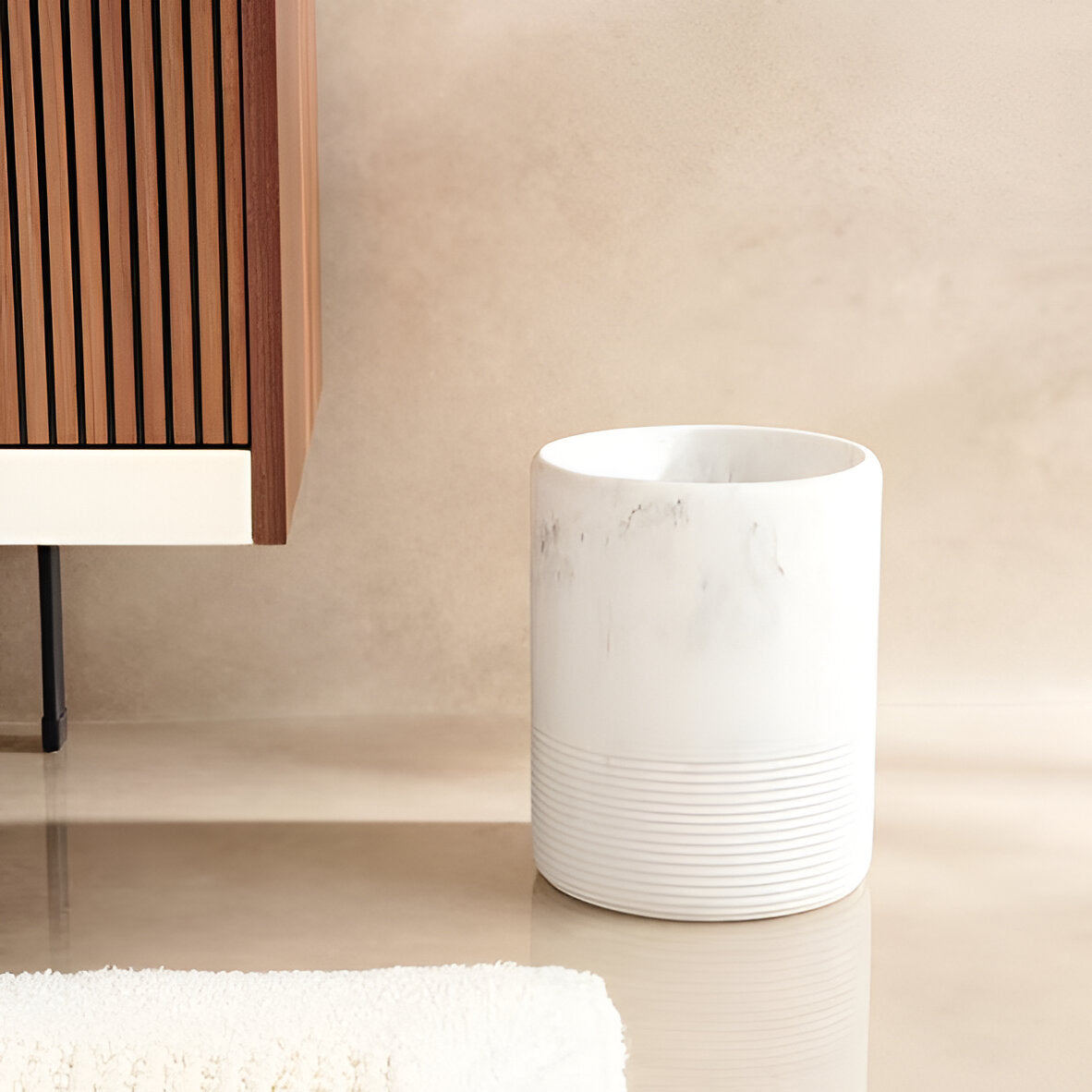 Orion White Polyresin Waste Bin Square, Durable