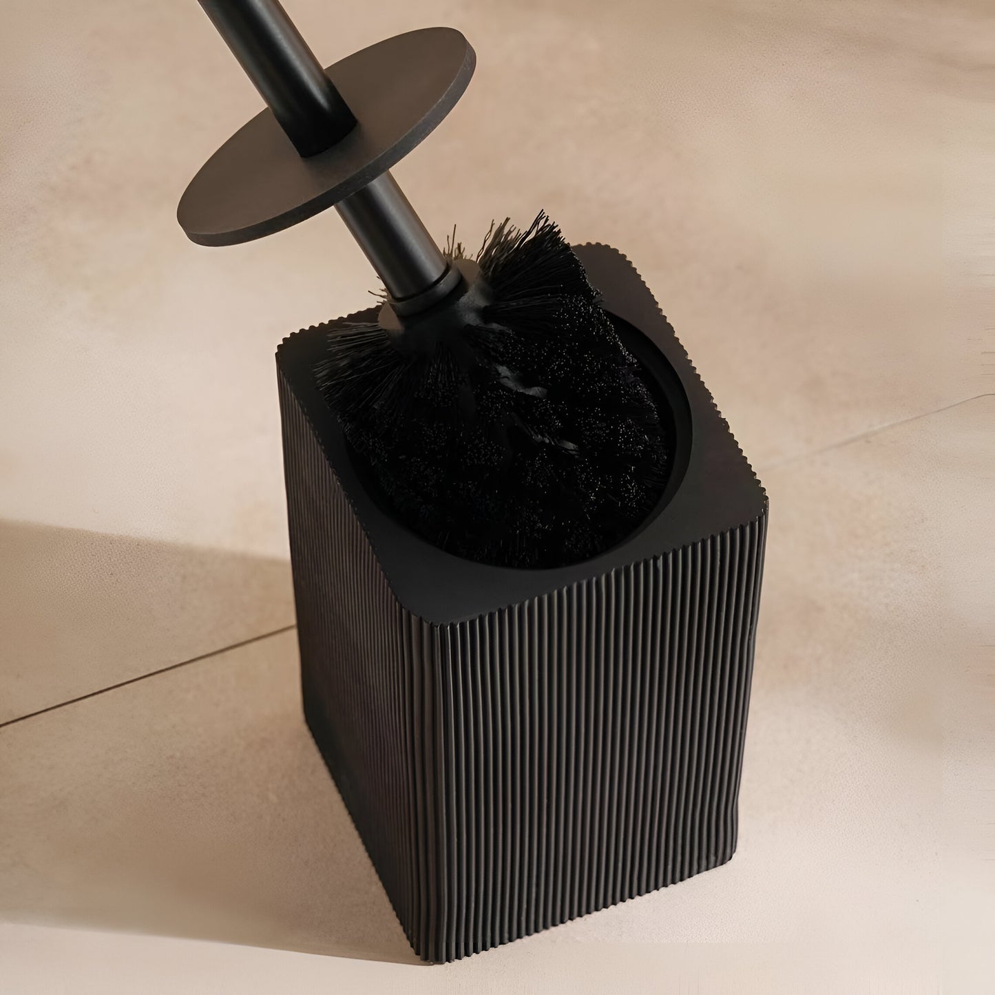 Apex Black Toilet Brush with Holder Polyresin, Matte Finish