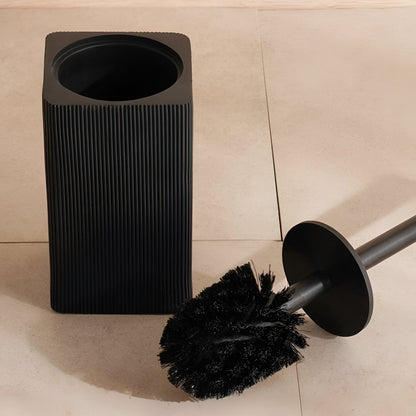 Apex Black Toilet Brush with Holder Polyresin, Matte Finish