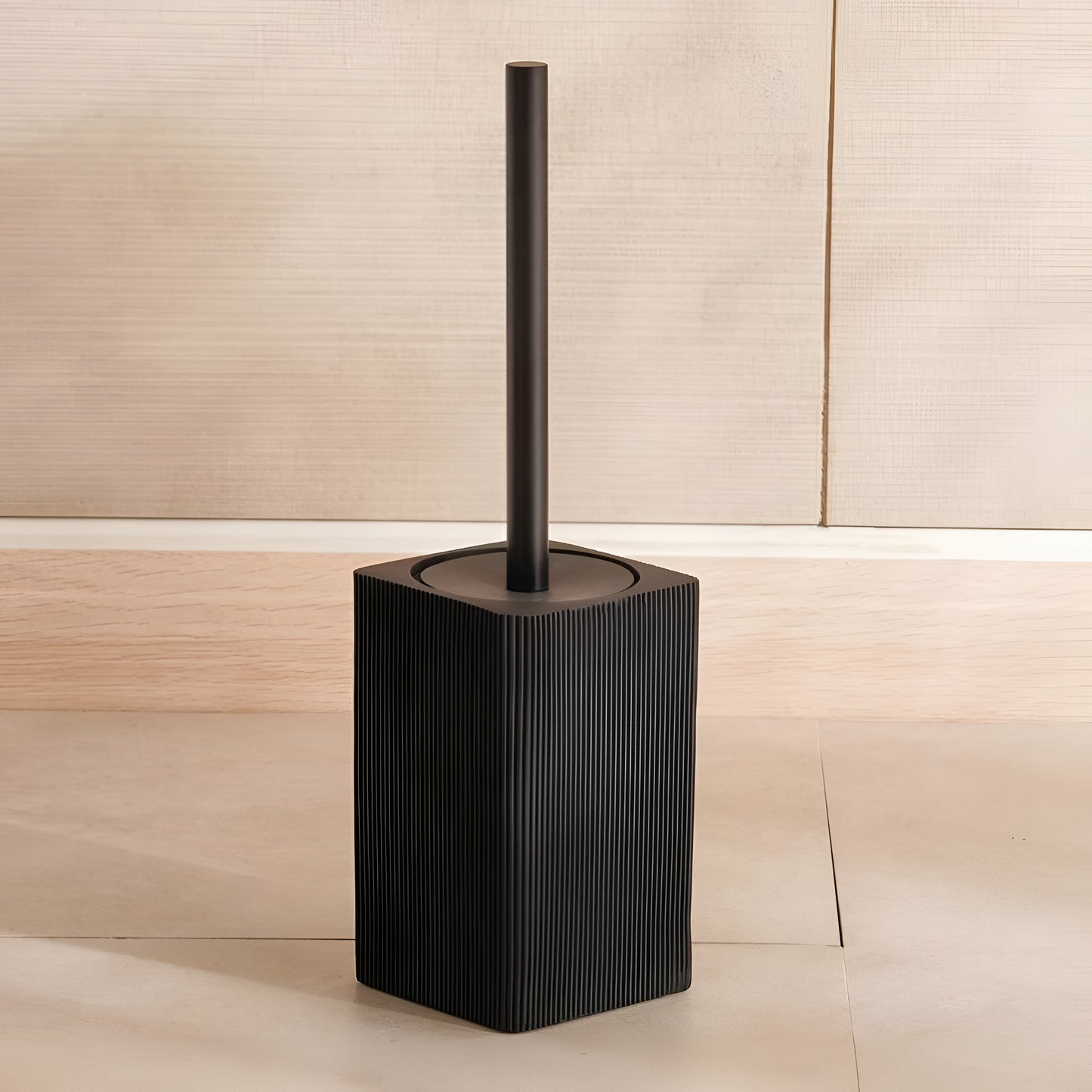Apex Black Toilet Brush with Holder Polyresin, Matte Finish