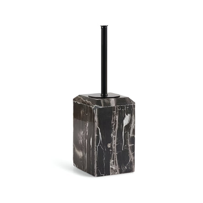 Onyx Black Toilet Brush Holder with Brush, Marble Look, Heavy Duty