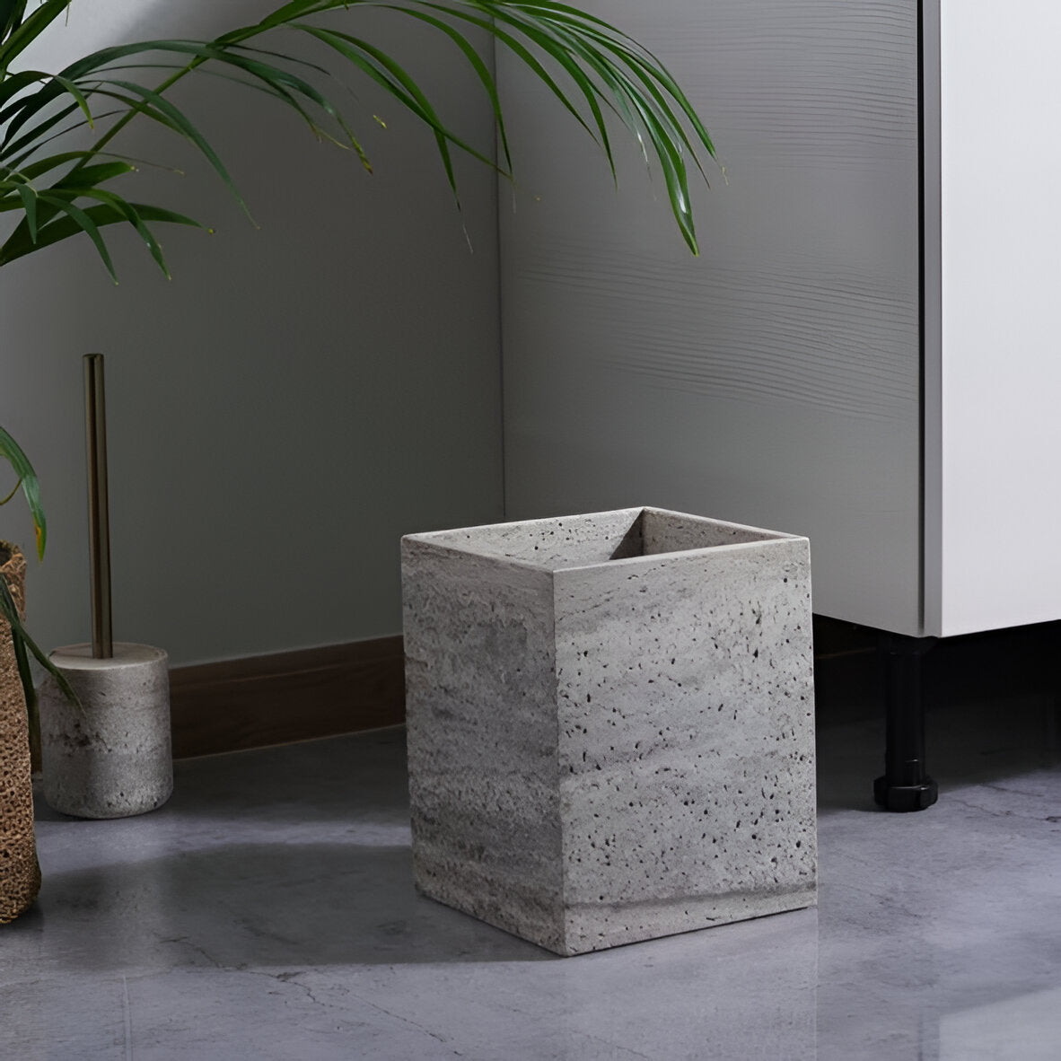 Vera Gray Marble Waste Bin, Heavy Duty