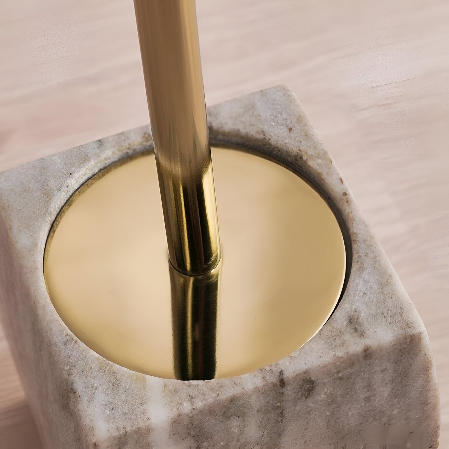 Caspian Beige Marble Toilet Holder with Brush, 15 Inches, Heavy Duty