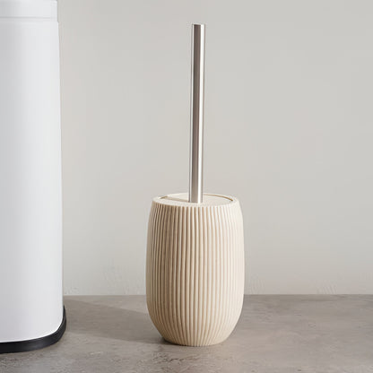 Terra Beige Toilet Brush Holder with Brush, Polyresin, Compact