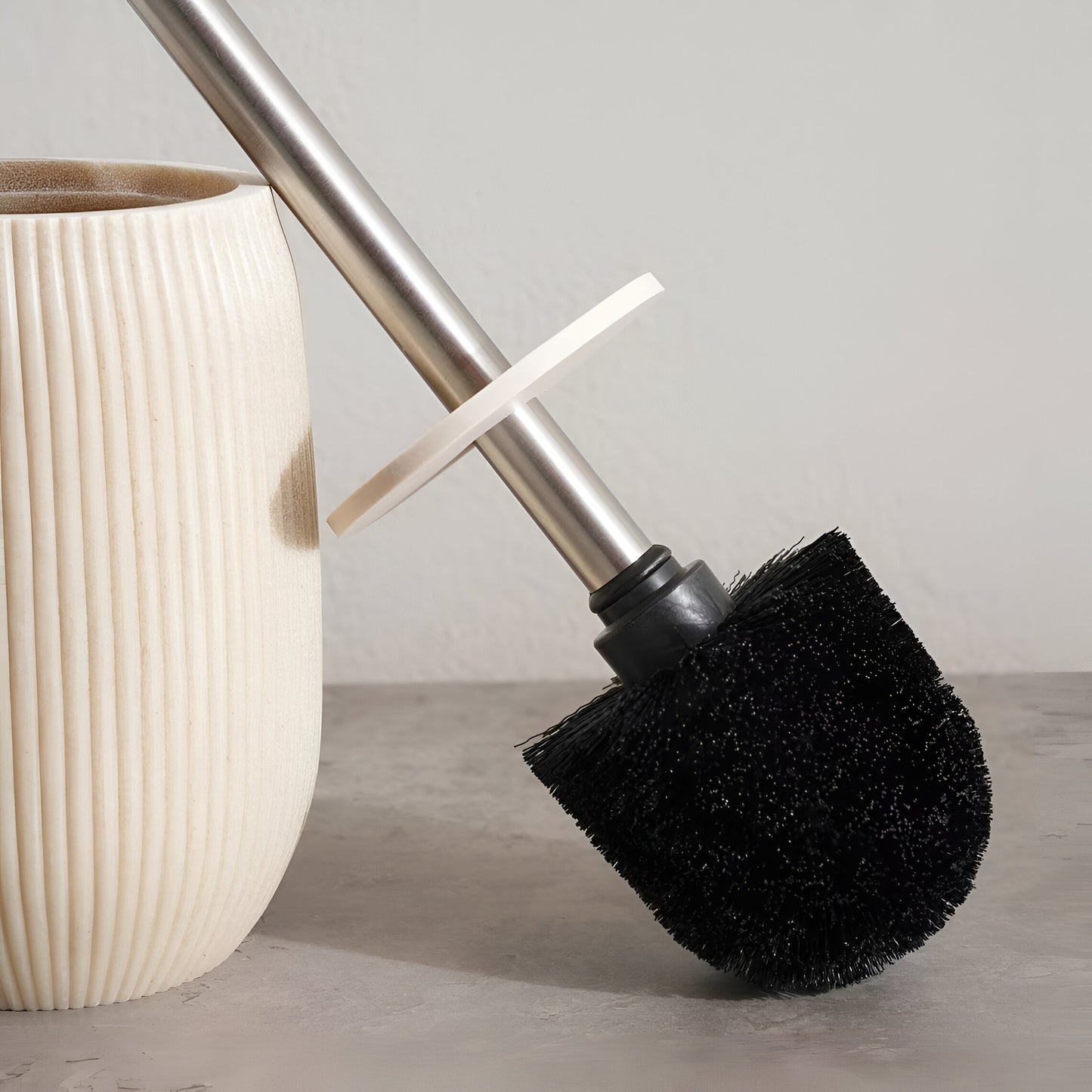 Terra Beige Toilet Brush Holder with Brush, Polyresin, Compact