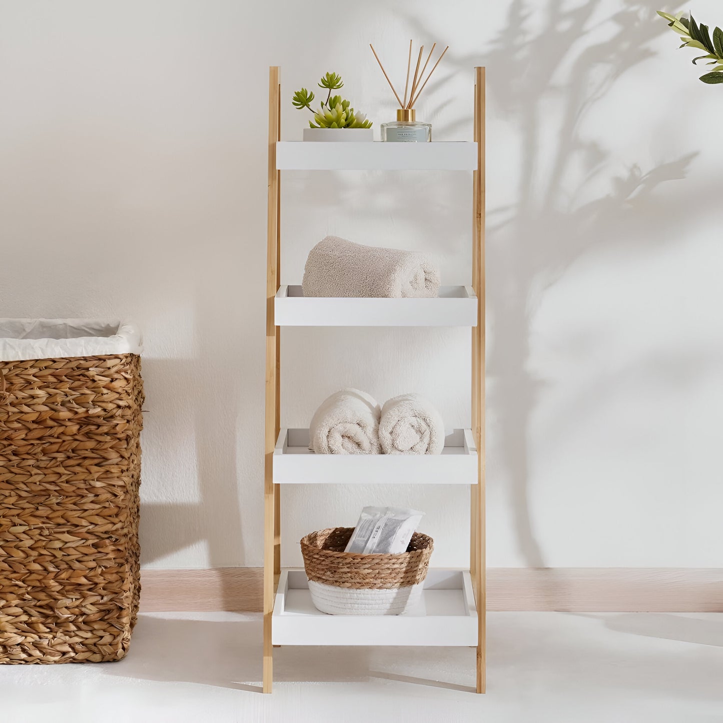 Arlo Bamboo Storage Shelf Natural, Space Saving