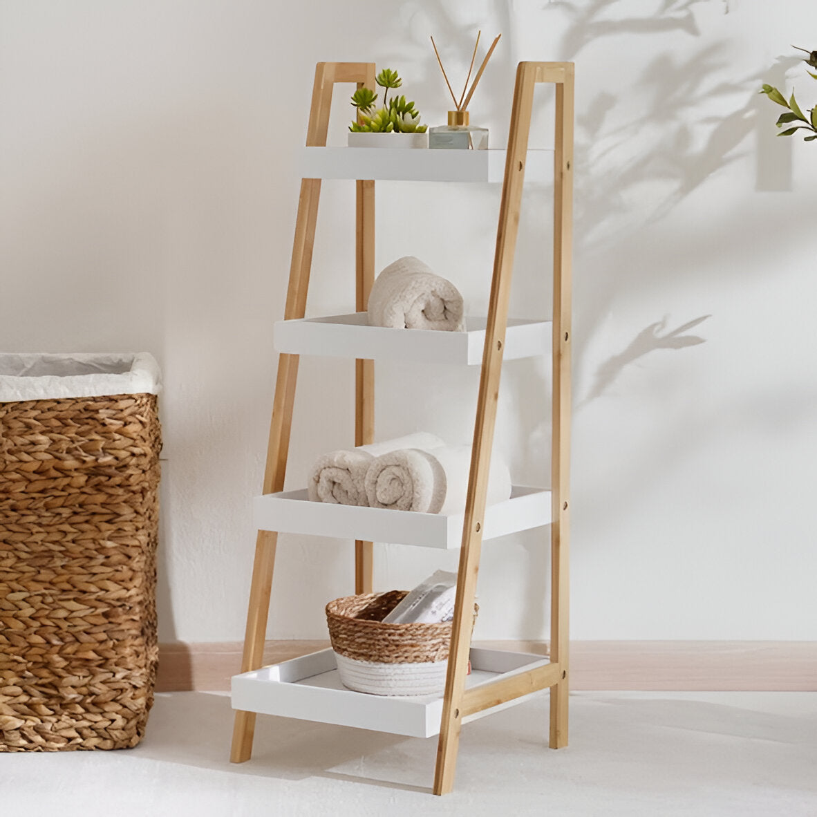 Arlo Bamboo Storage Shelf Natural, Space Saving