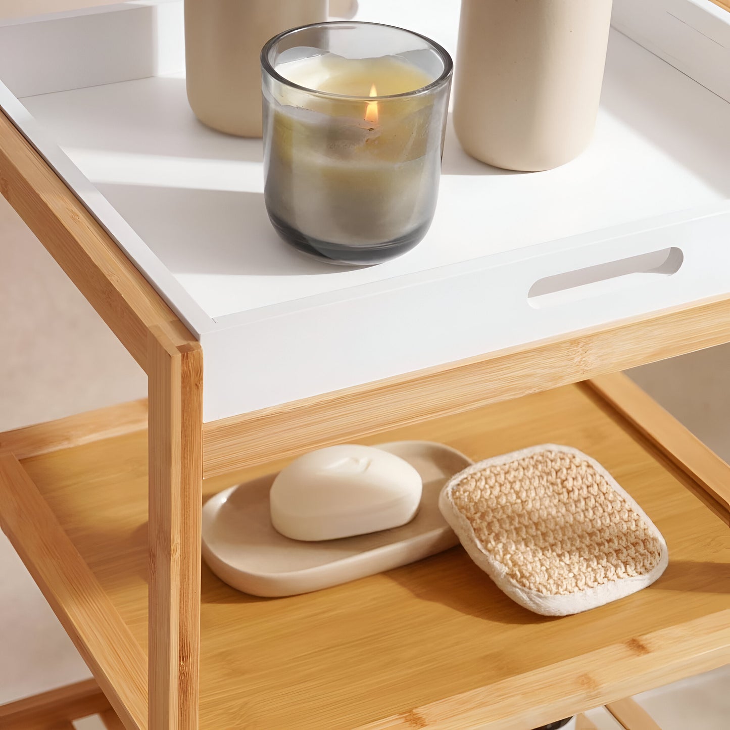 Haven Bamboo Bath Rack Natural, 3-Tier Storage