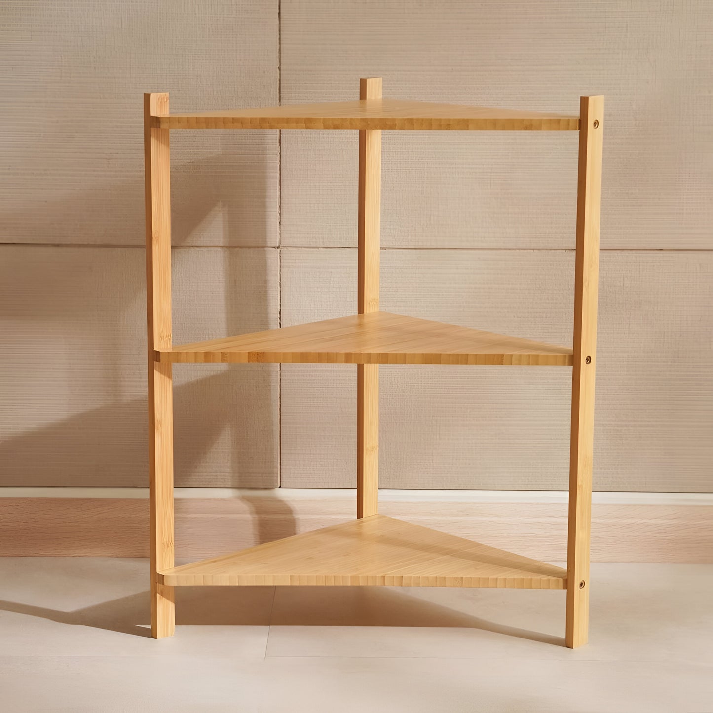 Elara 3-Tier Bamboo Corner Shelf Natural, Space Saving
