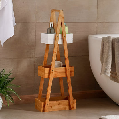 Luma White Bamboo Bath Shelf 3-Tier, Space Saving