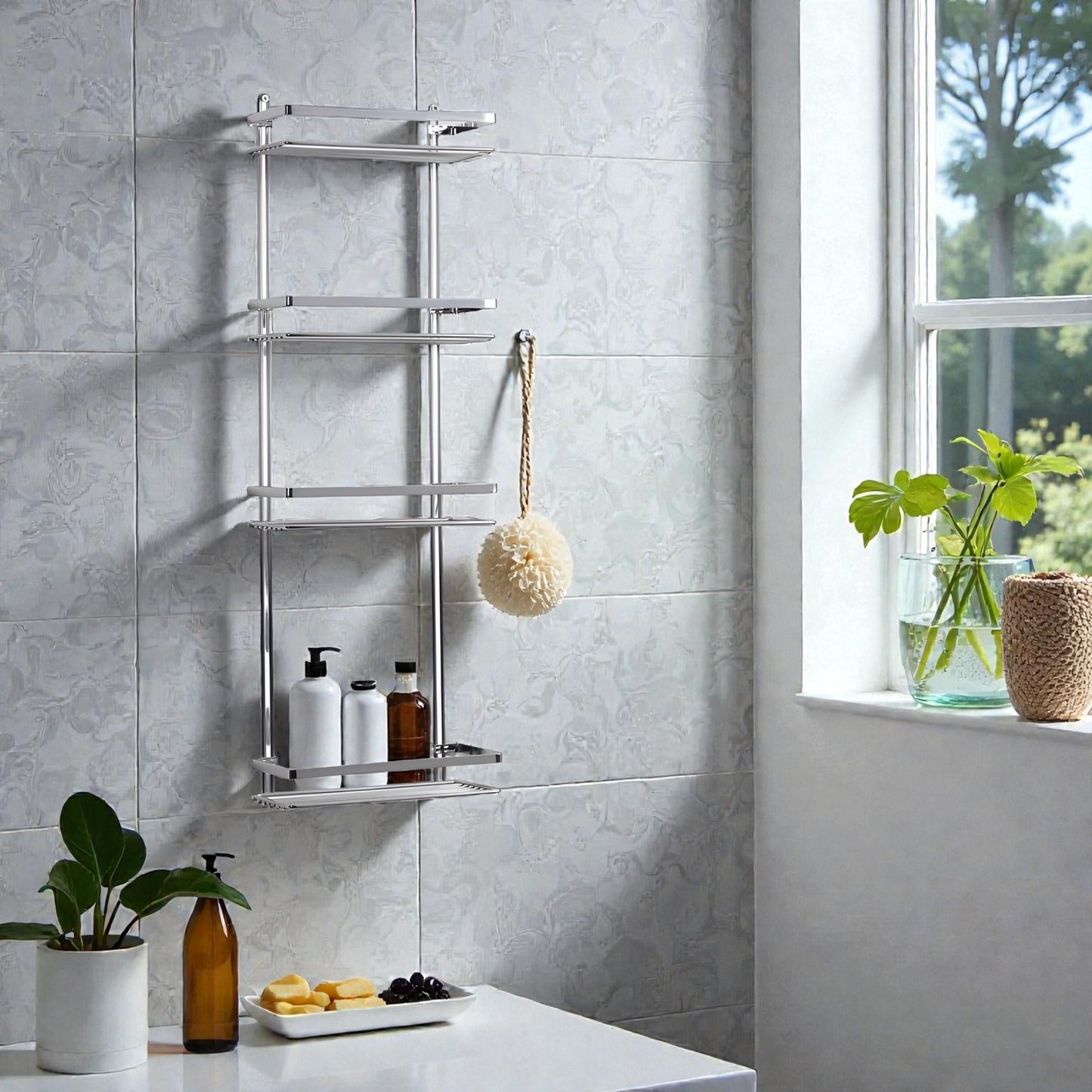 Helix Chrome Shower Caddy 4-Tier, Rust Resistant
