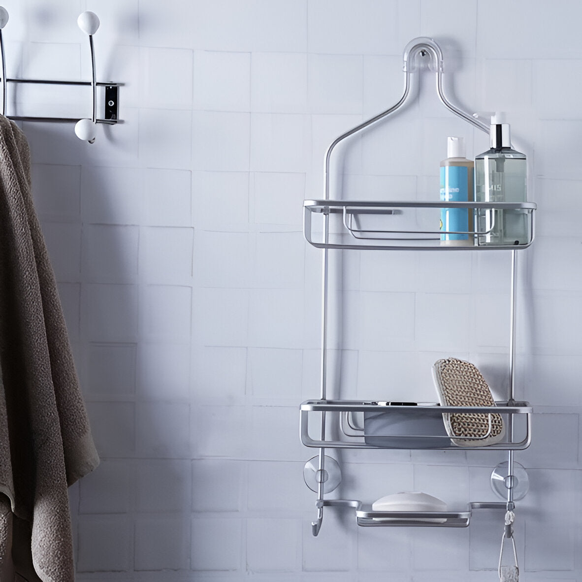 Nimbus Silver Aluminum Shower Caddy 2-Tier, Rust Resistant