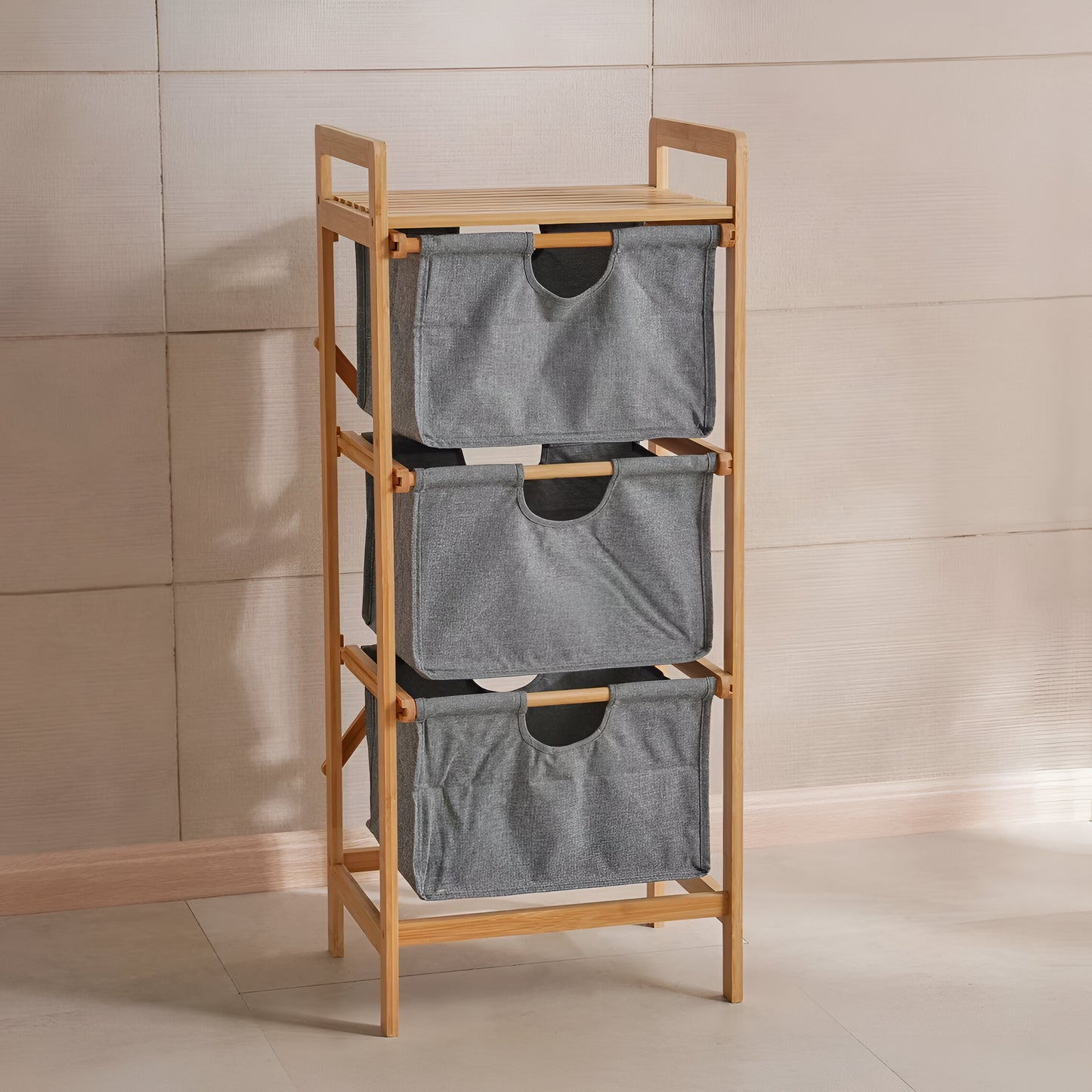 Aria 3-Tier Bamboo Storage Drawers, Natural & Gray