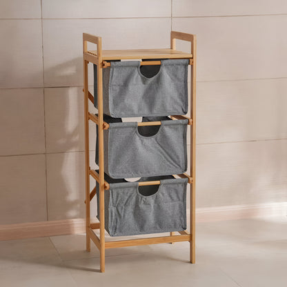 Aria 3-Tier Bamboo Storage Drawers, Natural & Gray