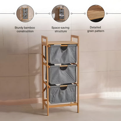 Aria 3-Tier Bamboo Storage Drawers, Natural & Gray