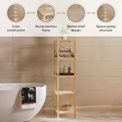 Koto 5-Tier Bamboo Bath Shelf Natural, Space Saving