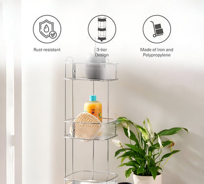 Apex Corner Shower Caddy Silver 3-Tier, Rust Resistant