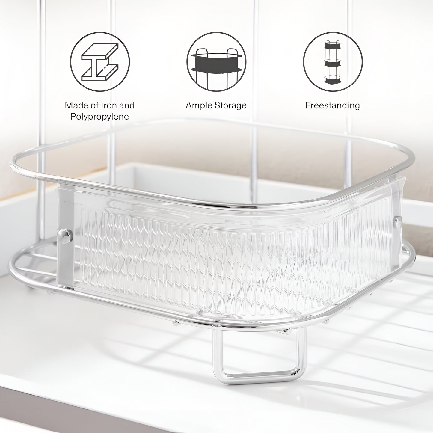 Apex Corner Shower Caddy Silver 3-Tier, Rust Resistant