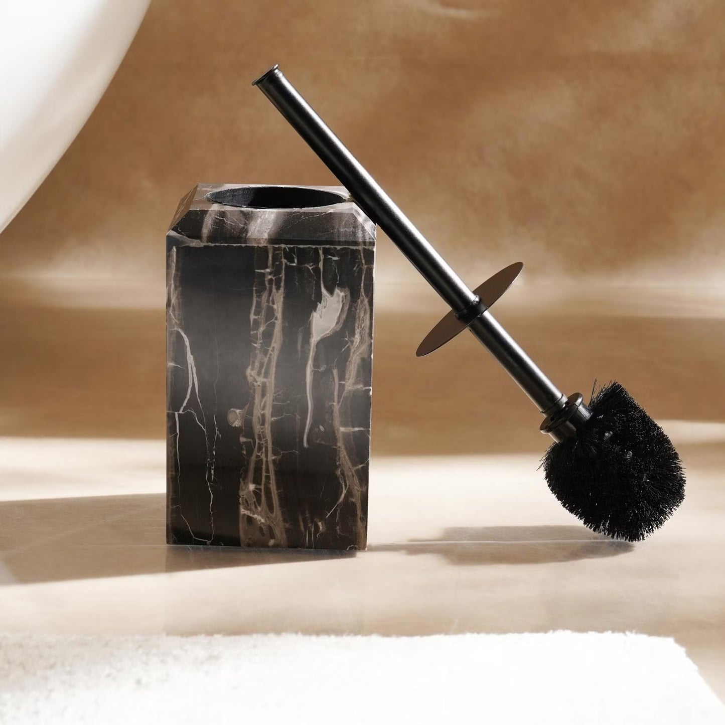 Dragon Marble Toilet Brush Holder, Black
