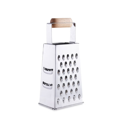 4-Sided Stainless Steel Grater with Wooden Handle