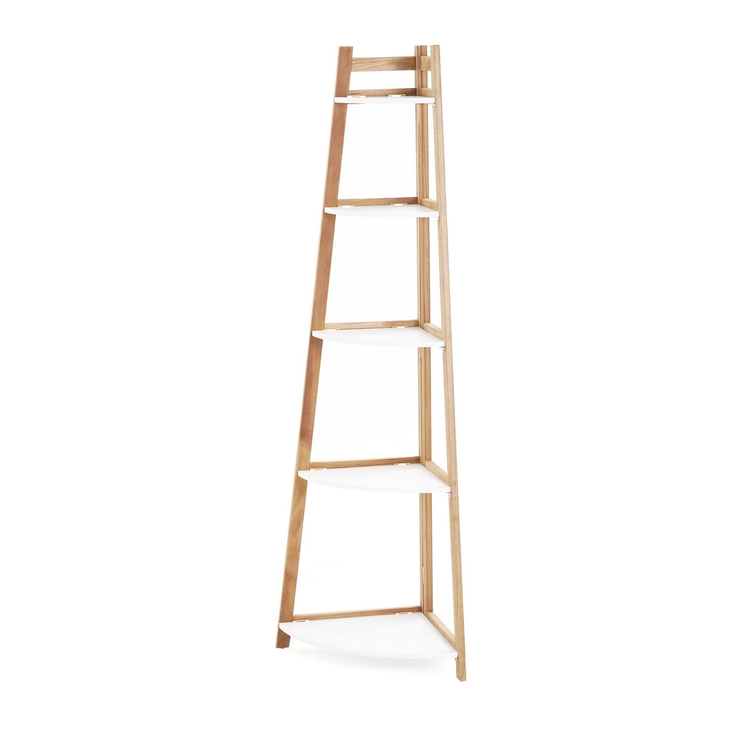 5-Tier Wooden Bathroom Corner Shelf, Natural Finish