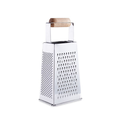 4-Sided Stainless Steel Grater with Wooden Handle