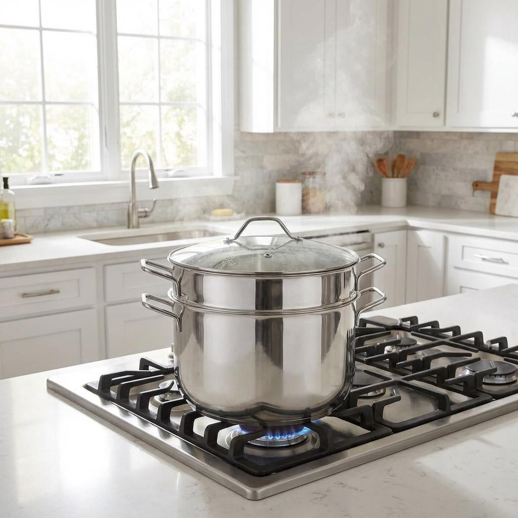 Vapore Stainless Steel Steamer with Lid, Mirror Finish